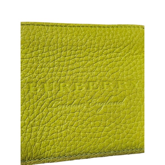 BURBERRY Mens Wallet Embossed Leather Bifold Neon Yellow Authentic Full Set Box - Picture 6 of 16